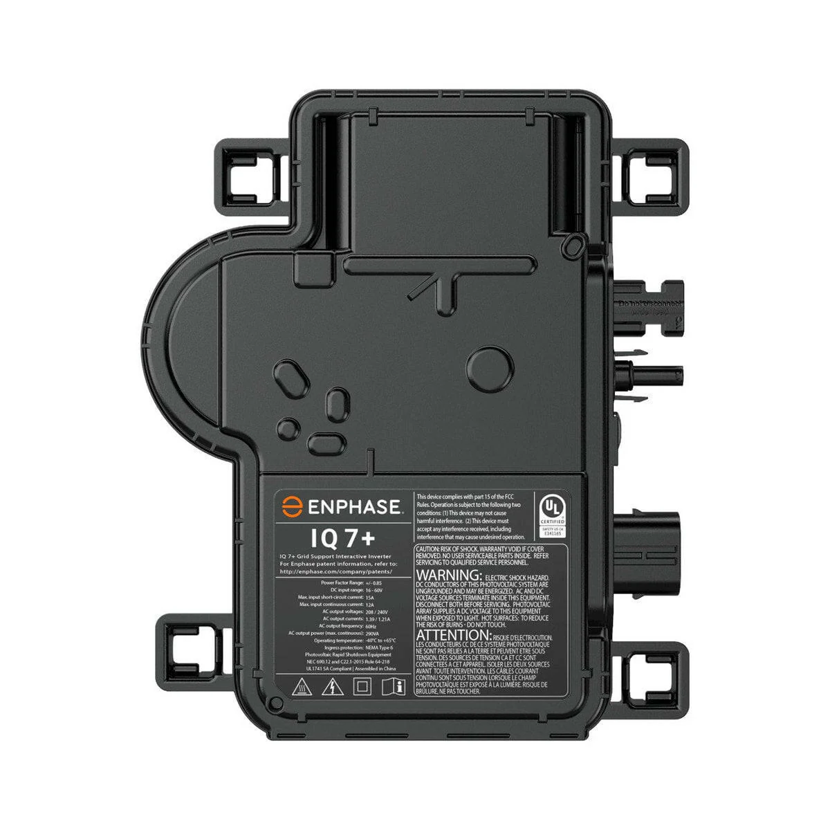 Enphase Energy IQ7Plus Series 295 VA Natural Convection Cooling Microinverter with MC4 Connection