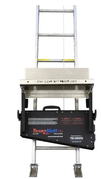 TranzVolt Tie Down 28 ft 6000 Sq-ft Battery Powered Ladder Hoist with Cordless Remote